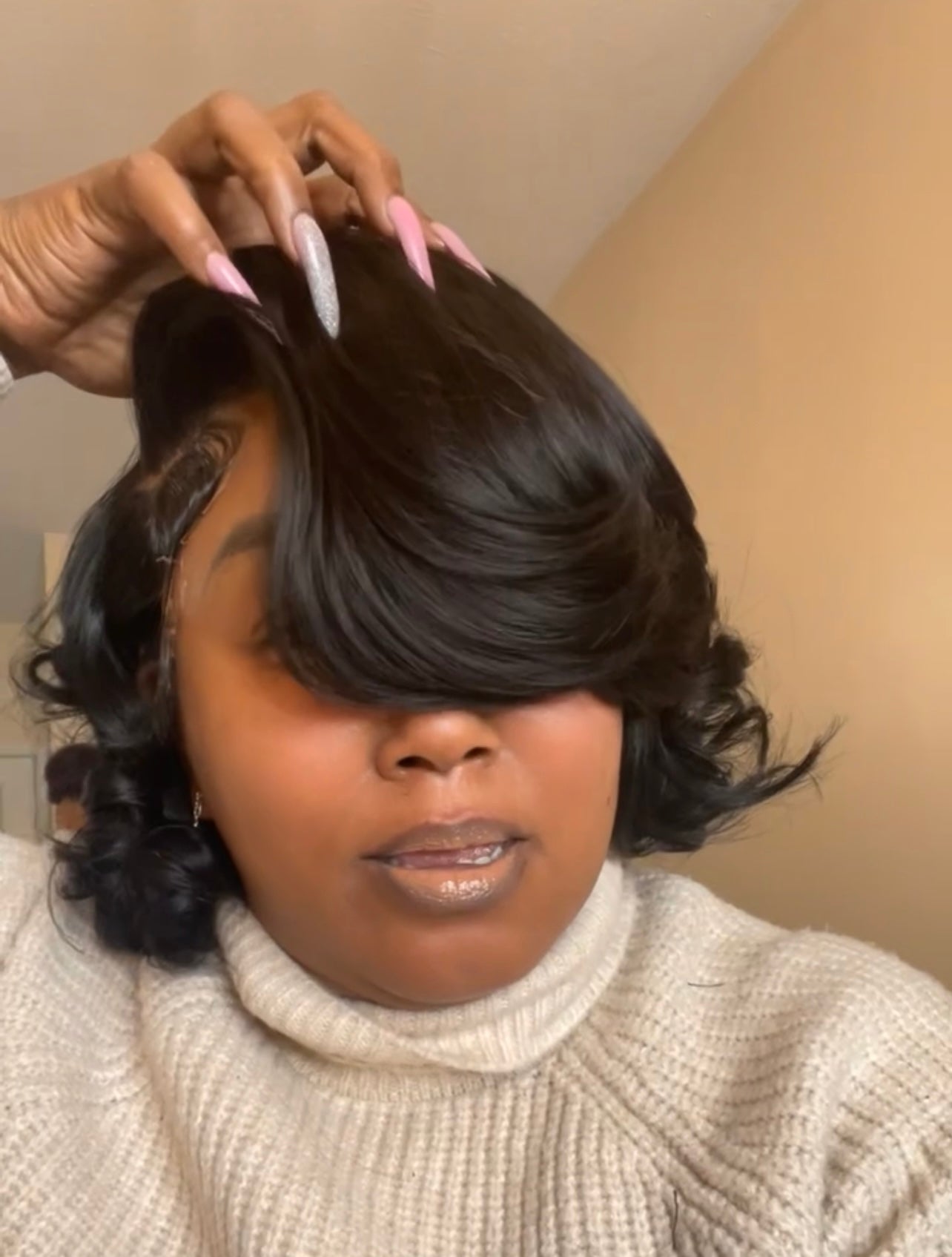 Lauryn Curly Side part Baby hair Bob